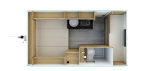 Retro-Caravans Niewiadow Lazur 4 Wohnwagen Nacht Konfiguration